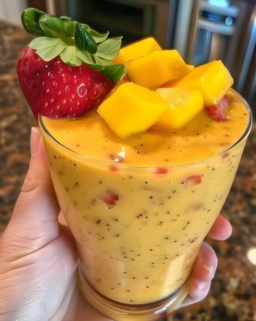 Batido de manga tropical com morango